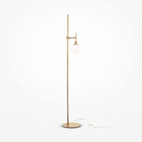 ERICH - Vintage gold or chrome floor lamp with glass ball