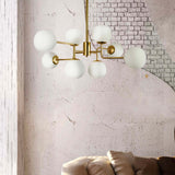 ERICH A - Gold or chrome art deco pendant lamp with glass balls