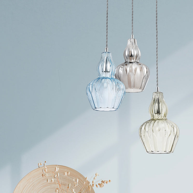 EUSTOMA - Vintage chandelier in blue or transparent glass