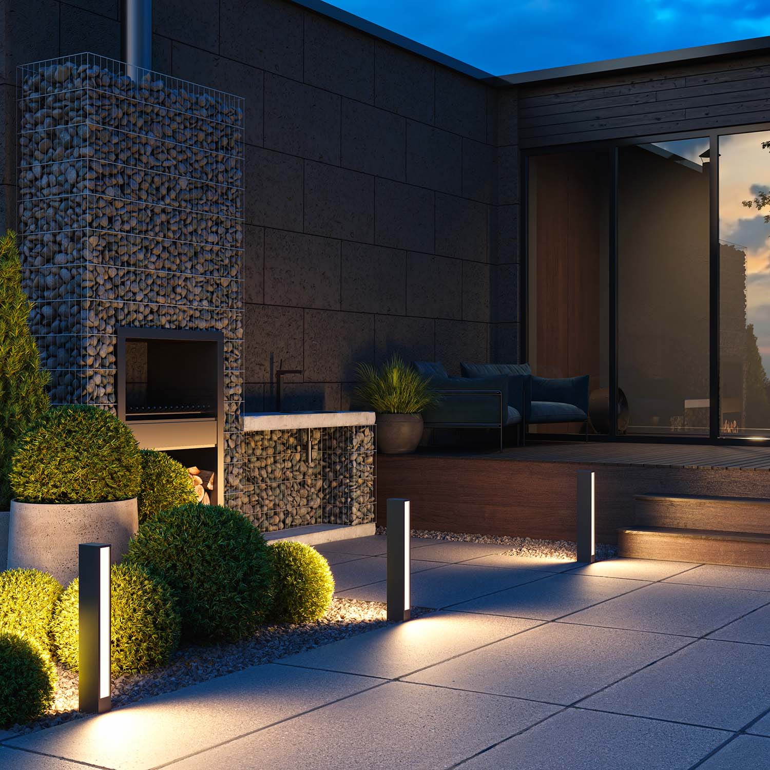 HOF - Lampe d'extérieur grise design et étanche pour jardin