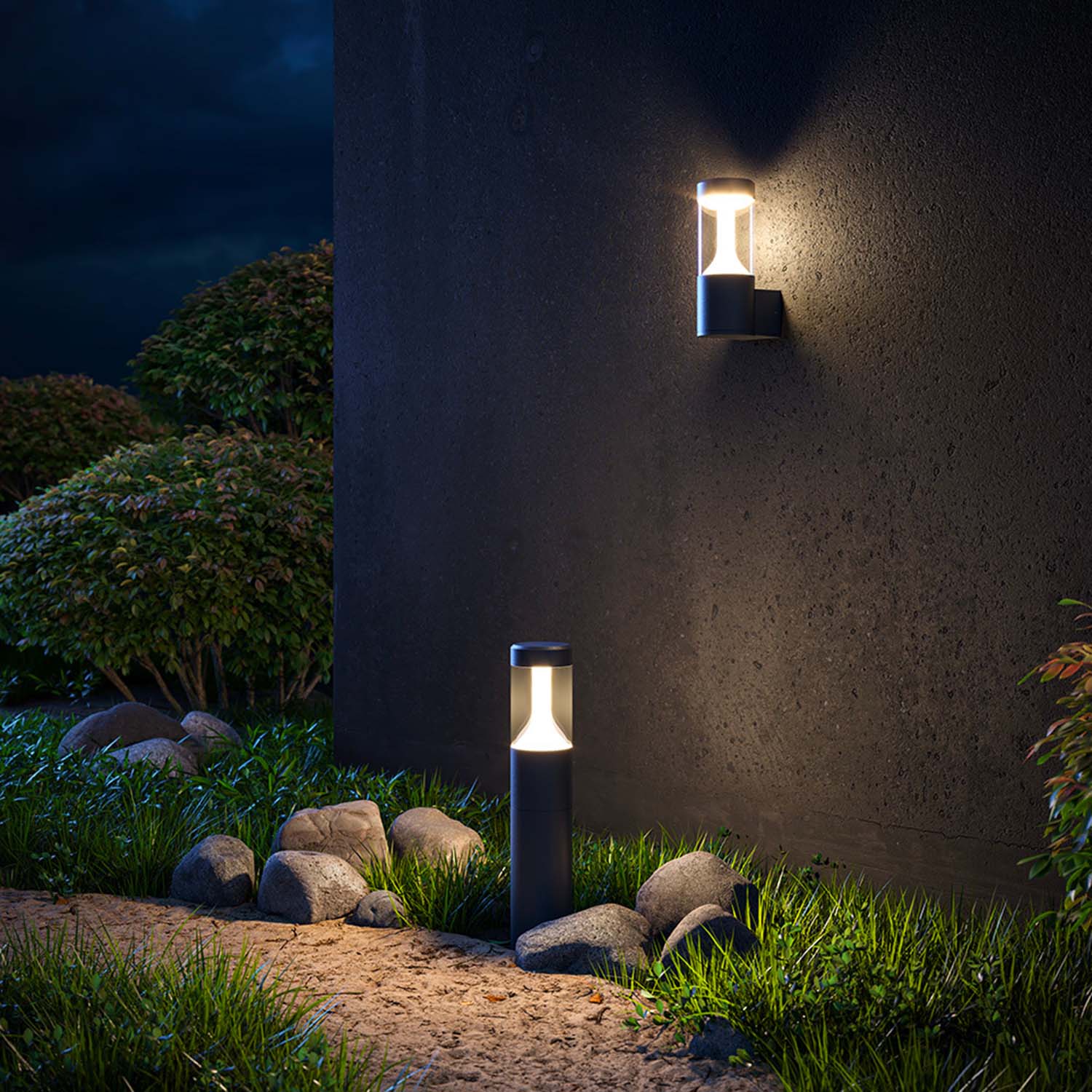MAYTONI - Lampe potelet extérieur noir étanche jardin design