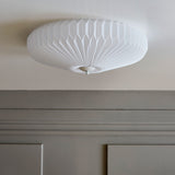 LINN - Ceiling light in white pleated vinyl, Haussmann style