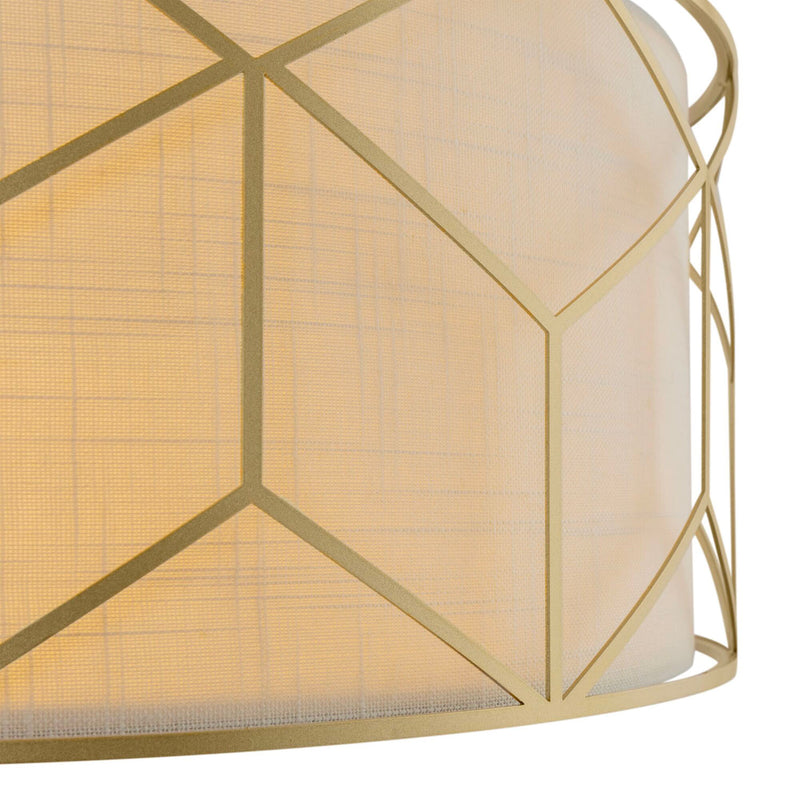 MESSINA - Art deco fabric chandelier, vintage gilded steel