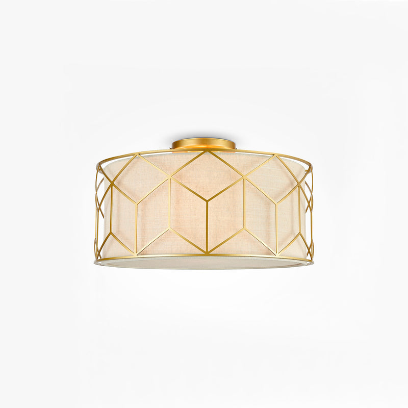 MESSINA - Art Deco Ceiling Light in Fabric and Geometric Gold
