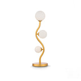 UVA - Golden art deco wavy table lamp, glass balls