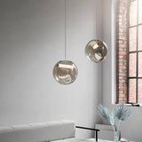 REVEAL - Smoked glass ball pendant lamp, integrated LED tube, designer creation