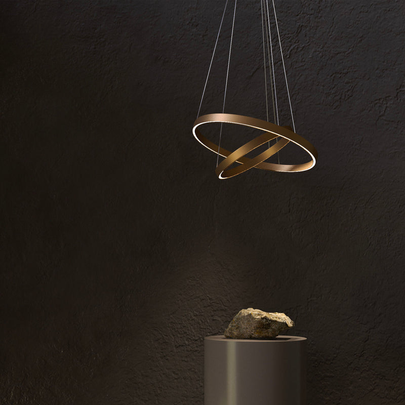 RIM B - Gold or black pendant lamp, 2 rings, integrated LED