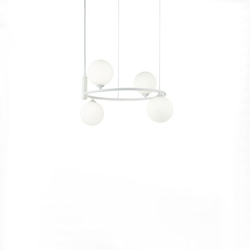 RING B - Chic circular chandelier with glass balls, black, white or gold