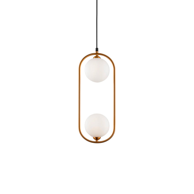 RING A - Chic pendant lamp, white, gold or black, 2 glass balls