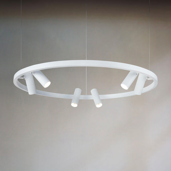 SATELLITE - Circular pendant lamp with adjustable black or white spotlight