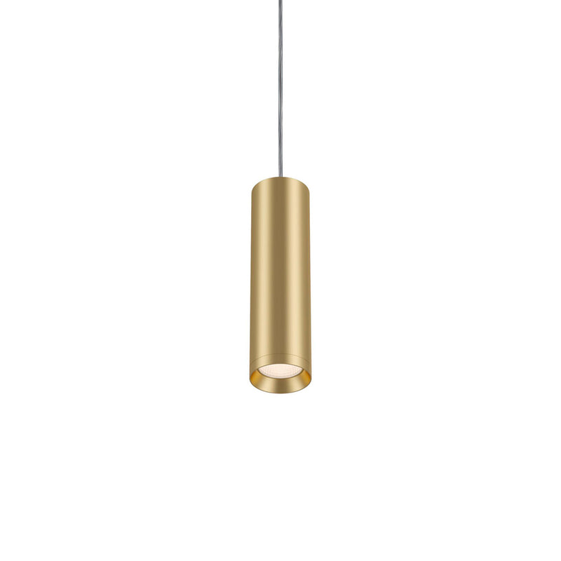 SHELBY - Cylindrical pendant light in gold, white or black steel