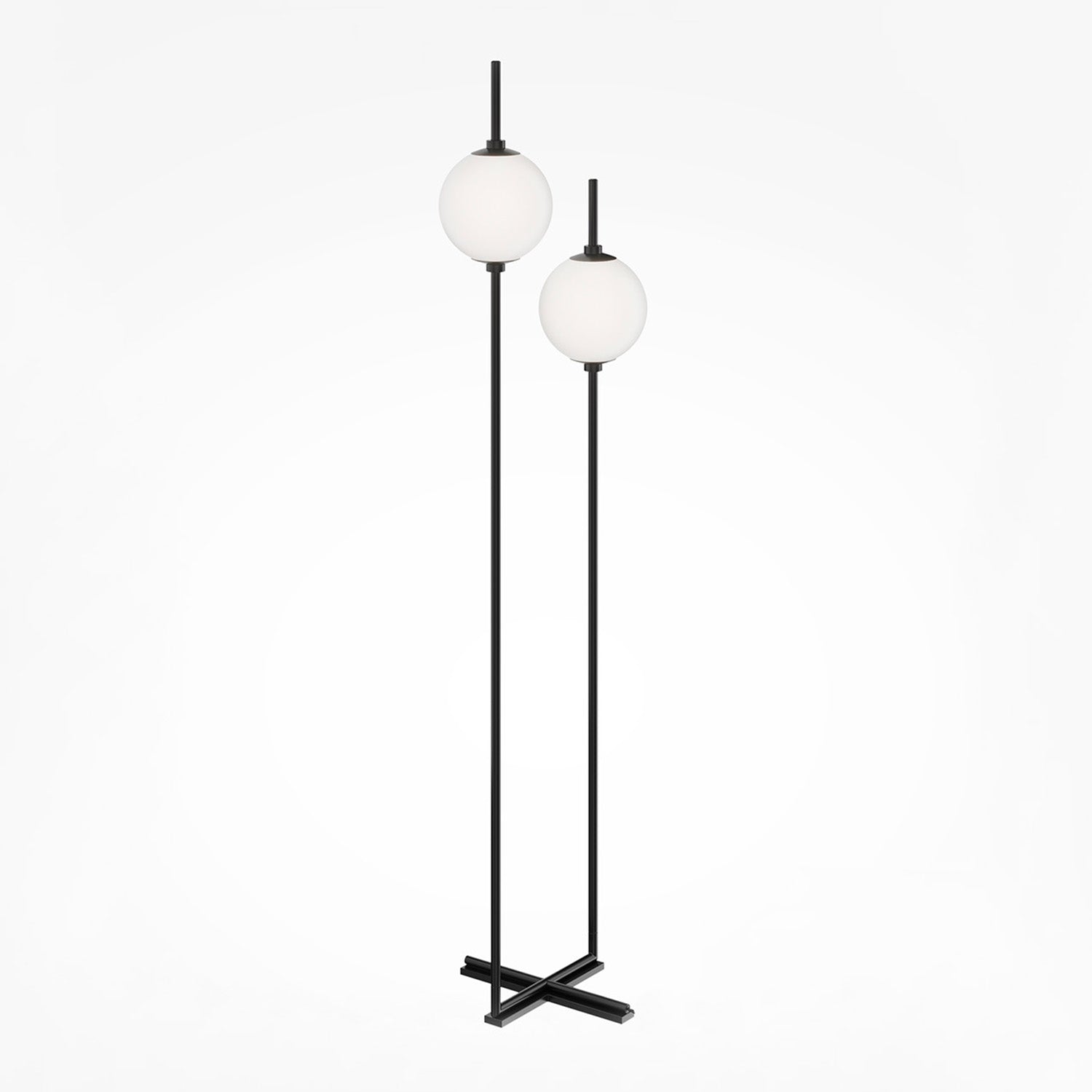 SIXTH SENSE - Double ball floor lamp in black and white glass