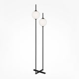 SIXTH SENSE - Double ball floor lamp in black and white glass