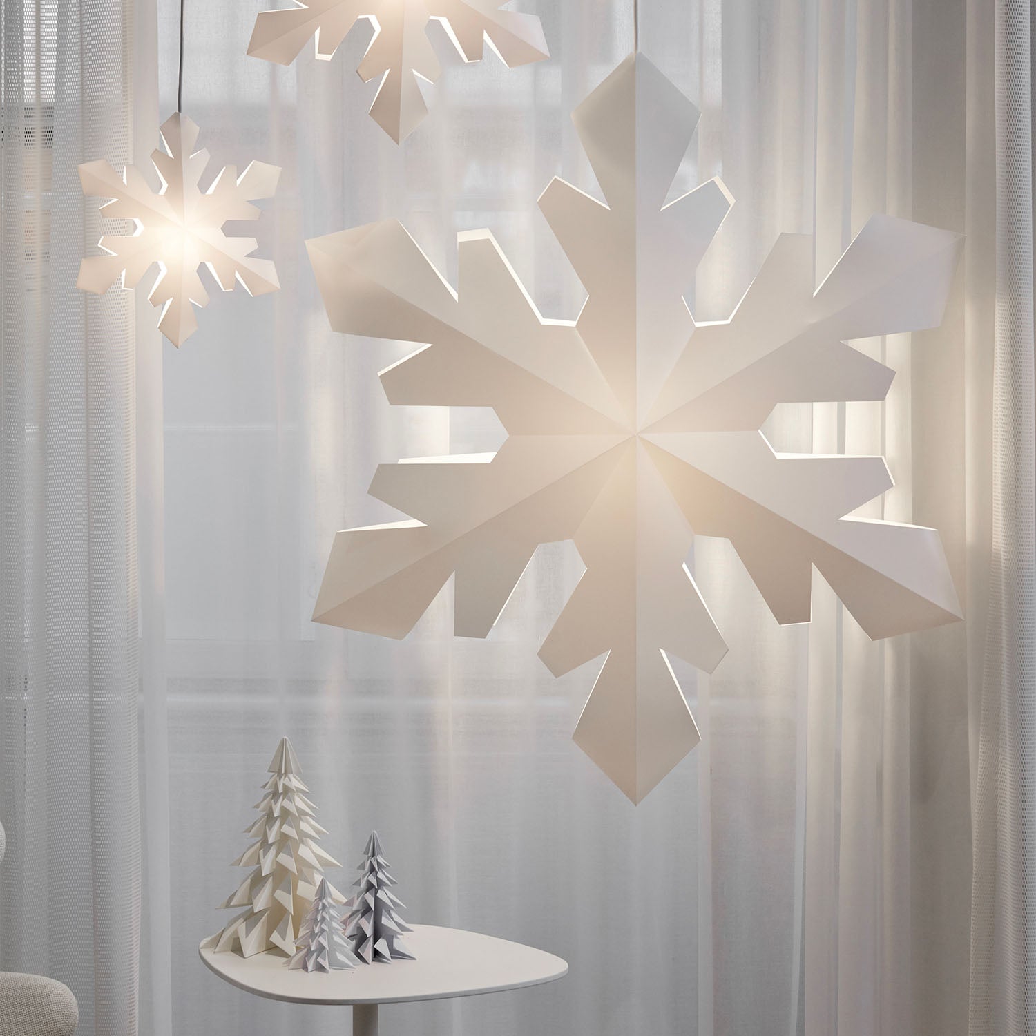 SNOWFLAKE - Christmas snowflake pendant light, handmade in PVC