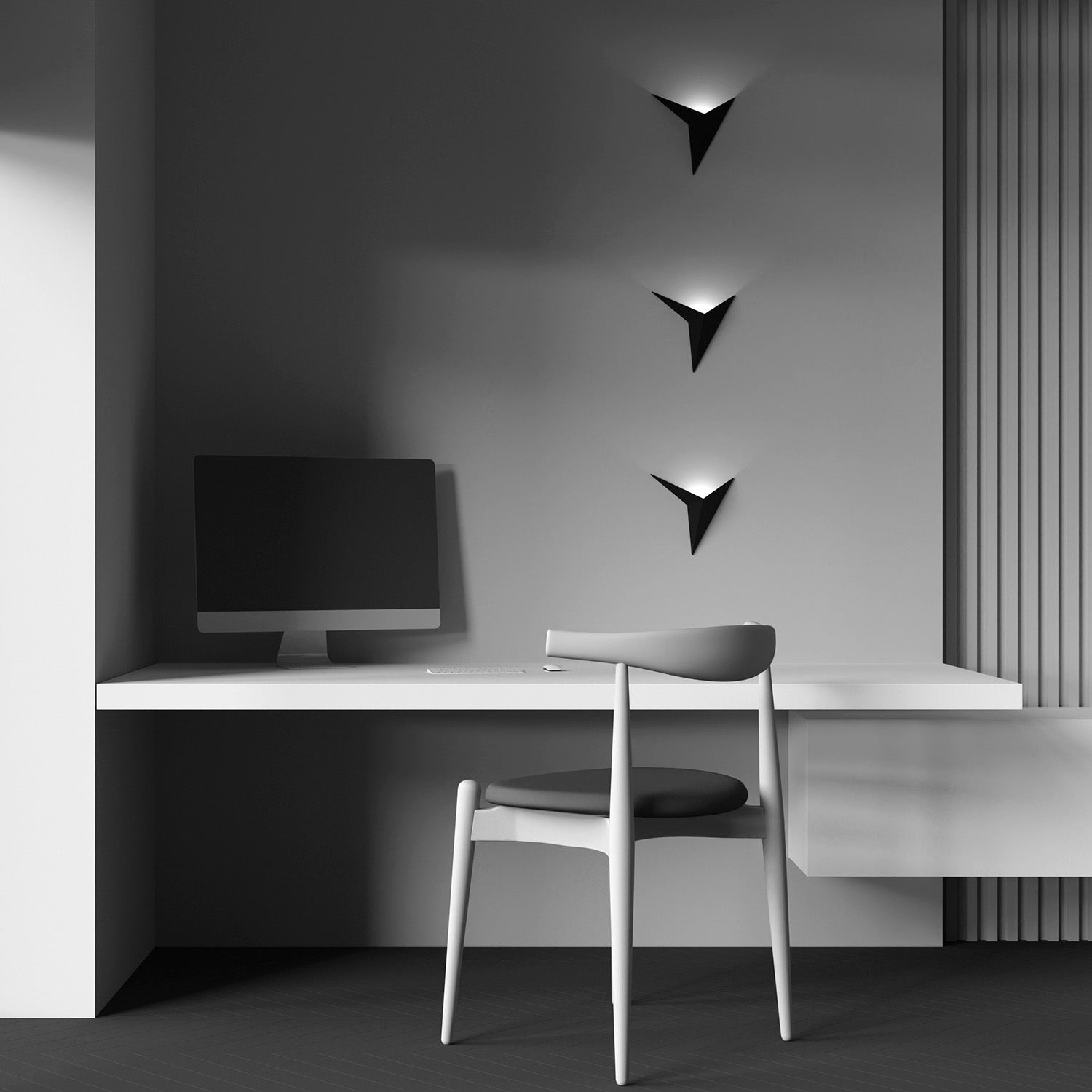 TRAME A - Geometric design wall light in white or black steel