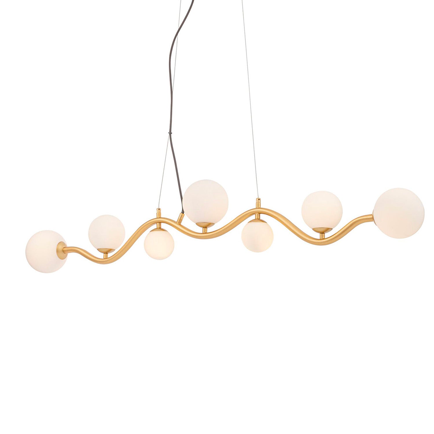 UVA B - Gold wavy art deco chandelier, designer glass balls