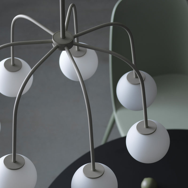 WATERFALL - Design and modern octopus pendant lamp, opaline glass ball